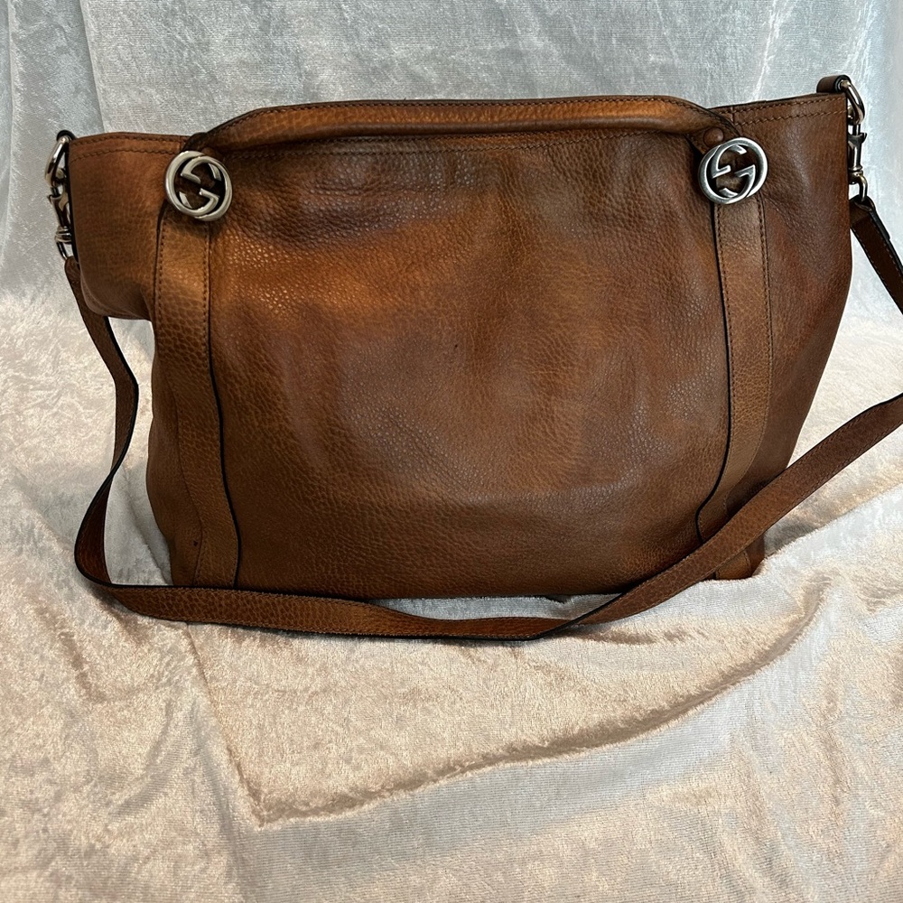 Gucci Miss GG Leather Top Handle Bag, Light Brown; Leather